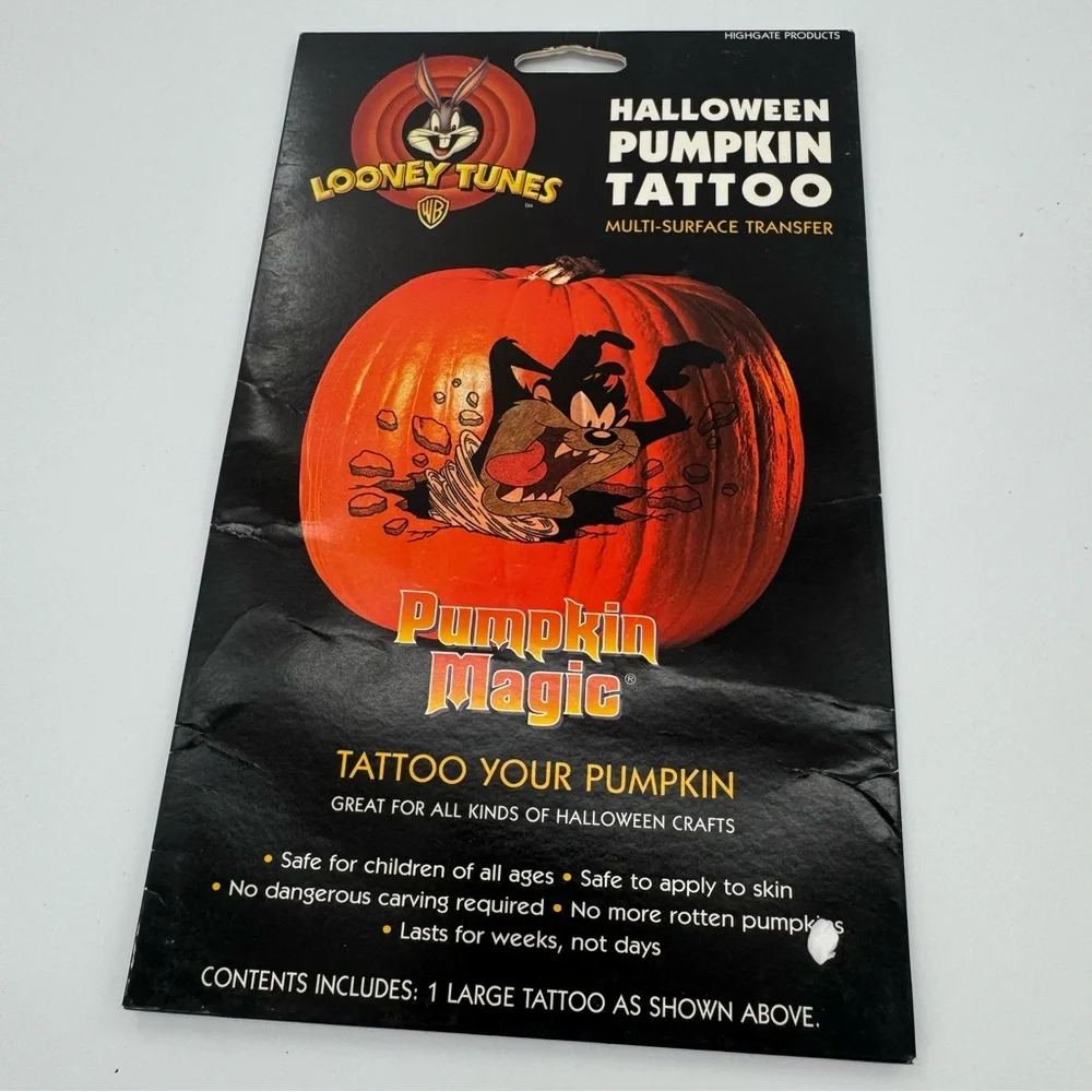 Vintage Looney Tunes Bugs‎ Bunny Halloween Pumpkin Tattoo Decorating Kit New
